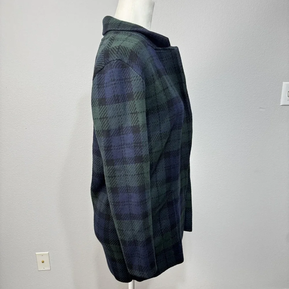 J.Crew Sweater Blazer Women's XXS Sophie Black Watch Plaid Open Front Pockets‎